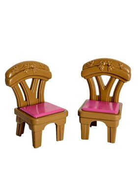 VTG Fisher-Price Loving Family Dollhouse Chairs 2 Pink Brown Floral Design 1999